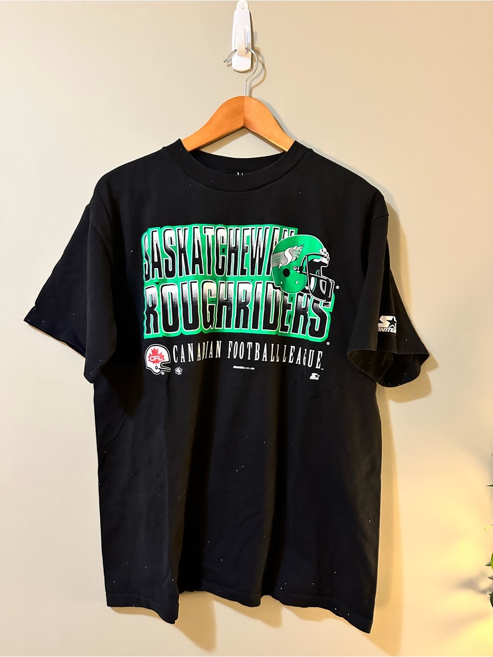 1991 Vintage Starter Saskatchewan Roughriders Black Graphic Tee
